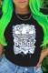 Black Fashion Street Print Letter O Neck T-Shirts