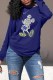 Blue Fashion Casual Character Letter O Neck Tops