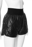 Black Fashion Casual Solid Patchwork Regular High Waist Shorts