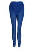 Red Sexy Solid Patchwork See-through Regular High Waist Pencil Solid Color Bottoms