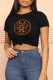 Black Fashion Casual Print Patchwork O Neck T-Shirts