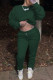 Green Sportswear Solid Patchwork O Neck Long Sleeve Two Pieces