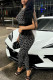Black Sexy Casual Print Patchwork O Neck Sleeveless Two Pieces