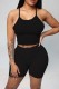 Black Sexy Casual Solid Backless Spaghetti Strap Sleeveless Two Pieces