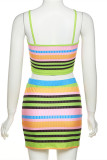 Green Sexy Casual Print Backless Contrast Spaghetti Strap Sleeveless Two Pieces