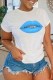 White Fashion Casual Print Letter O Neck T-Shirts
