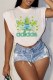White Fashion Casual Print Letter O Neck T-Shirts
