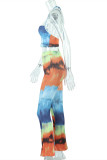 Colour Sexy Casual Print Backless Sleeveless Two Pieces