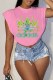 Pink Fashion Casual Print Letter O Neck T-Shirts