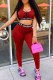 Red Fashion Sexy Print Patchwork Letter U Neck Sleeveless Two Pieces