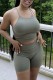 Army Green Sexy Casual Solid Backless Spaghetti Strap Sleeveless Two Pieces
