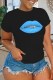 Black Fashion Casual Print Letter O Neck T-Shirts