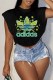 Black Fashion Casual Print Letter O Neck T-Shirts