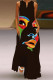 Black Fashion Casual Print Patchwork V Neck Sleeveless Dress Dresses