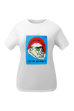 White Fashion Street Lips Printed Patchwork O Neck T-Shirts