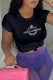 Black Fashion Casual Print Letter O Neck T-Shirts
