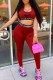 Red Fashion Casual Print Patchwork U Neck Sleeveless Two Pieces