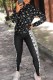 Black Fashion Casual Print Patchwork Zipper Collar Long Sleeve Two Pieces
