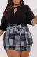 Black Gray Casual Print Hollowed Out O Neck Long Sleeve Two Pieces