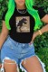 Black Fashion Casual Print Letter O Neck T-Shirts