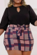 Black Pink Casual Print Hollowed Out O Neck Long Sleeve Two Pieces