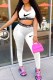 White Fashion Casual Print Patchwork U Neck Sleeveless Two Pieces