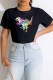 Black Fashion Casual Print Letter O Neck T-Shirts
