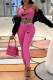 Pink Fashion Casual Print Patchwork U Neck Sleeveless Two Pieces