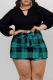 Black Green Casual Print Hollowed Out O Neck Long Sleeve Two Pieces