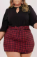 Red Black Casual Print Hollowed Out O Neck Long Sleeve Two Pieces