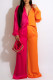 Rose Red Casual Solid Patchwork Buckle Turndown Collar Long Sleeve Two Pieces