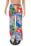 Multicolor Fashion Casual Print Patchwork Regular High Waist Trousers