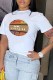 White Fashion Casual Print Letter O Neck T-Shirts