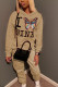 Khaki Street Print Butterfly Print Hooded Collar Long Sleeve Regular Sleeve Regular Two Pieces