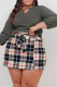 Grey Casual Print Hollowed Out O Neck Long Sleeve Two Pieces