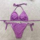 Purple Fashion Sexy Letter Bandage Swimwears