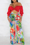 Multicolor Fashion Casual Print Patchwork Regular High Waist Trousers