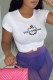 White Fashion Casual Print Letter O Neck T-Shirts