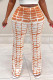 Yellow Fashion Casual Plaid Print Patchwork Regular High Waist Conventional Full Print Bottoms