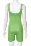 Green Fashion Casual Print Backless U Neck Skinny Romper