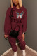 Wine Red Street Print Butterfly Print Hooded Collar Long Sleeve Regular Sleeve Regular Two Pieces