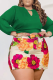 Green Casual Print Hollowed Out O Neck Long Sleeve Two Pieces