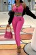 Pink Fashion Sexy Print Patchwork Letter U Neck Sleeveless Two Pieces