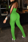 Red Sexy Casual Solid Backless Strapless Skinny Jumpsuits