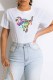 White Fashion Casual Print Letter O Neck T-Shirts