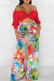 Multicolor Fashion Casual Print Patchwork Regular High Waist Trousers