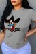 Grey Fashion Casual Character Patchwork Letter O Neck T-Shirts