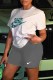 Grey Fashion Casual Print Letter O Neck Short Sleeve Two Pieces