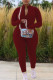 Wine Red Casual Sportswear Solid Basic Zipper Collar Skinny Jumpsuits