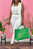 Coffee Sexy Casual Solid Cardigan Vests Pants Sleeveless Three-piece Set